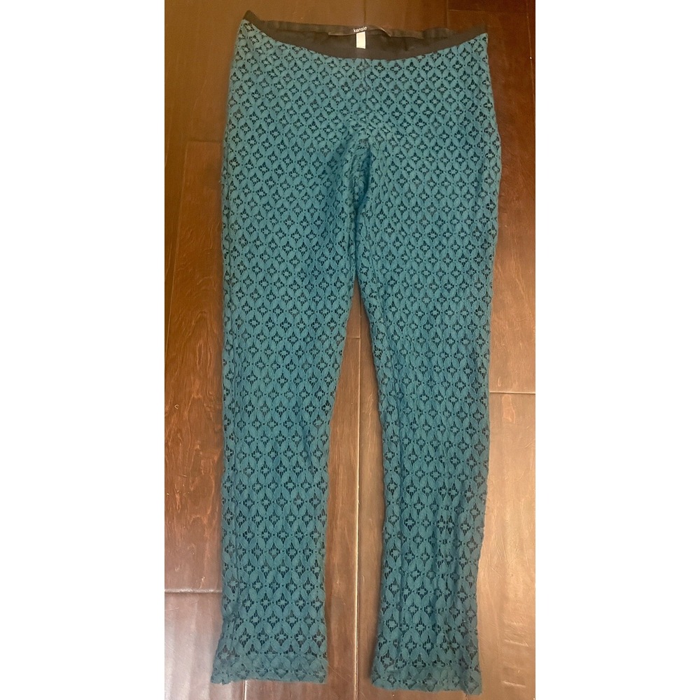 KENSIE Teal Eyelet Skinny Ankle Crop Side-Zip Closure Lined Pants Sz 6